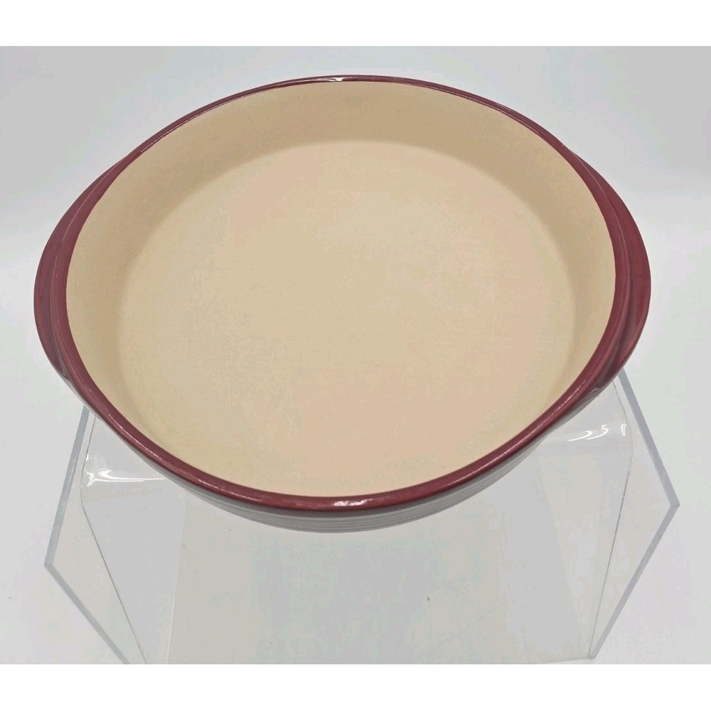 Pampered Chef Round Stoneware Baking Dish Pie Pan 11x2 2qrt Maroon 5101